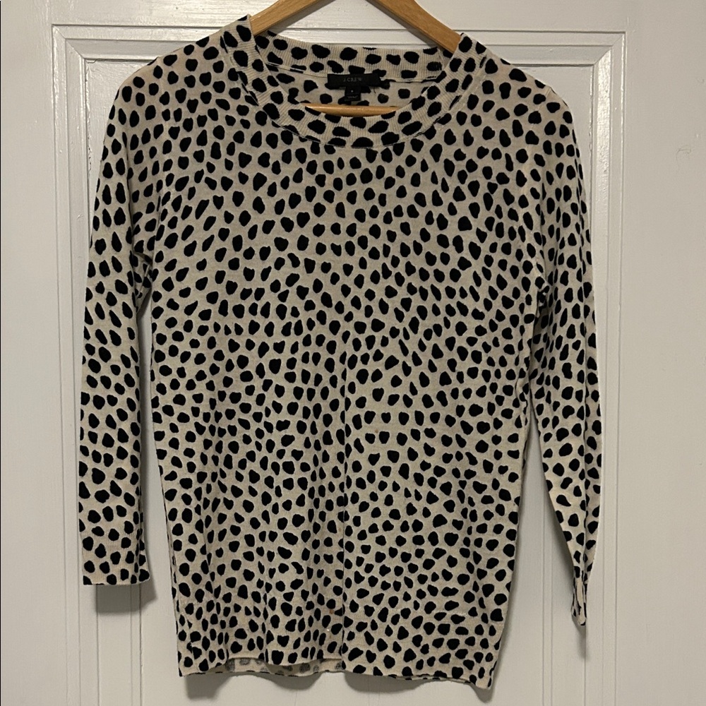 J. Crew Black and Tan Spotted Sweater